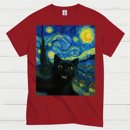 Playful Black Cat Art T Shirt
