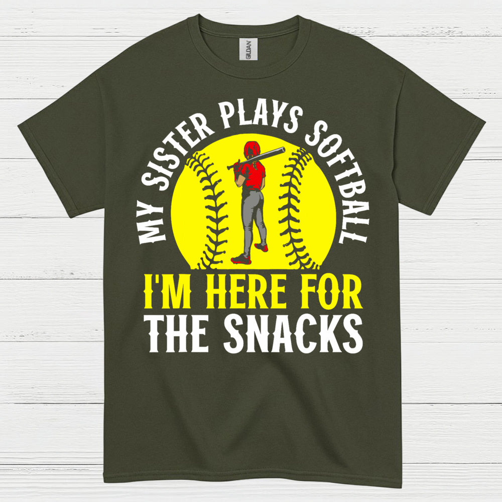 My Sister Plays Softball I’m Here For The Snacks T Shirt