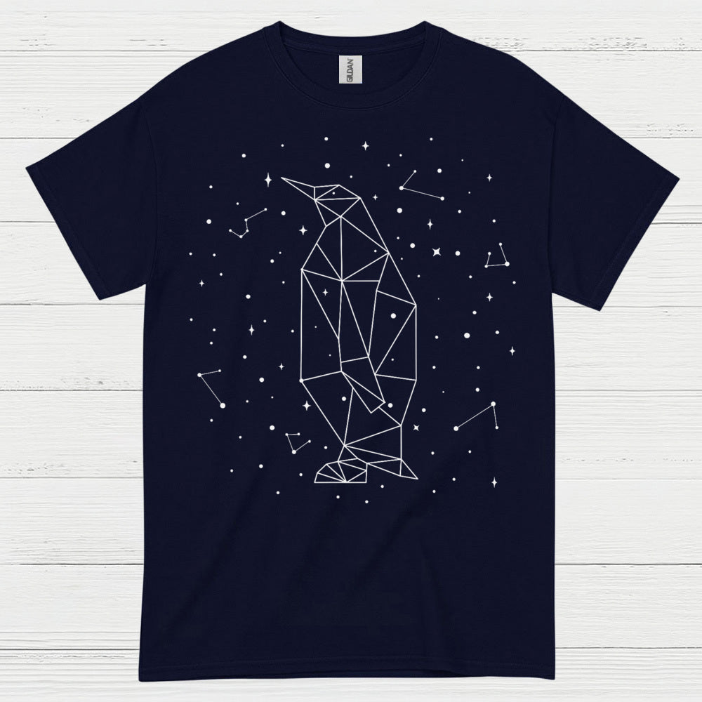 Geometric Penguin Constellation Minimal Art T Shirt