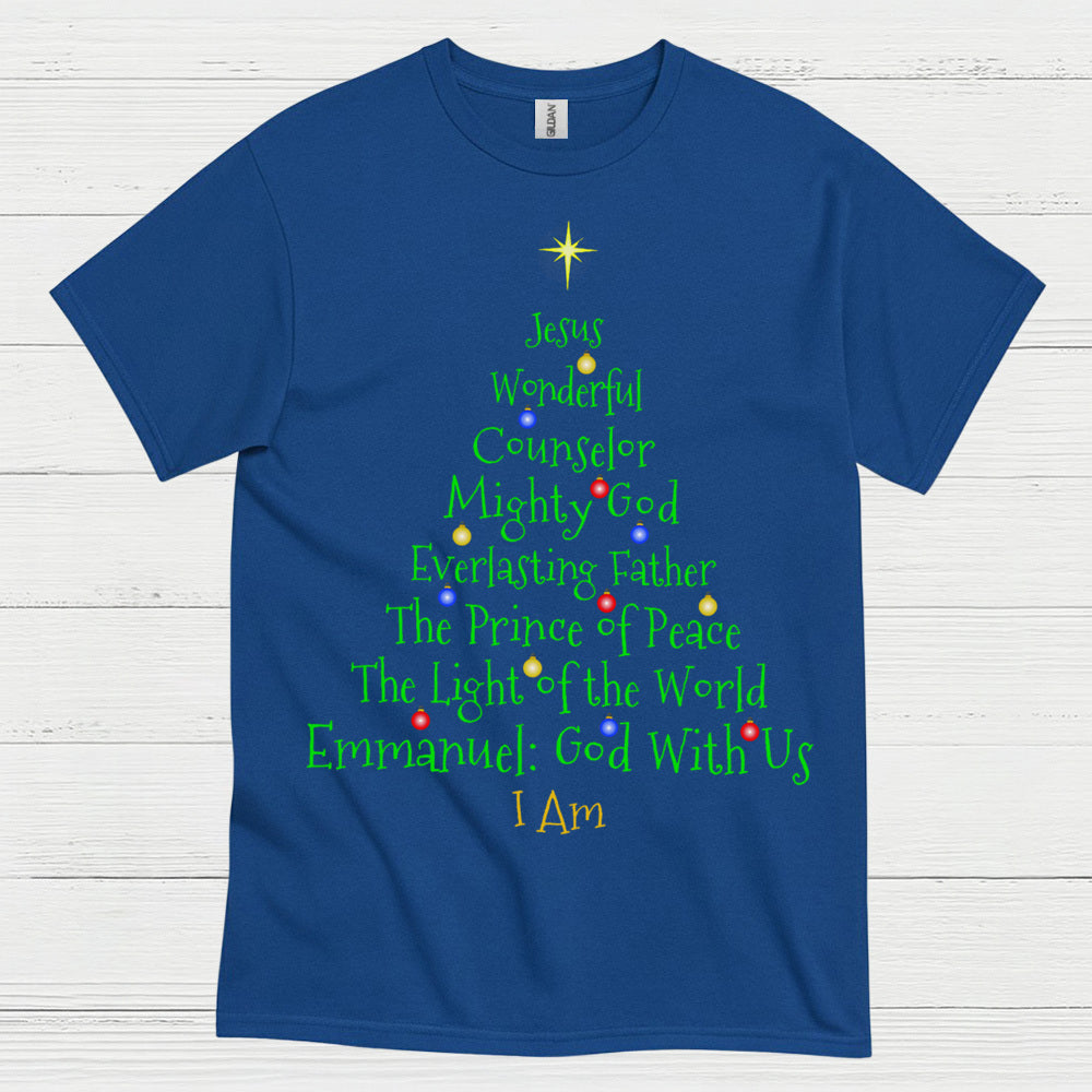 Jesus Names Christmas Tree Christian T Shirt