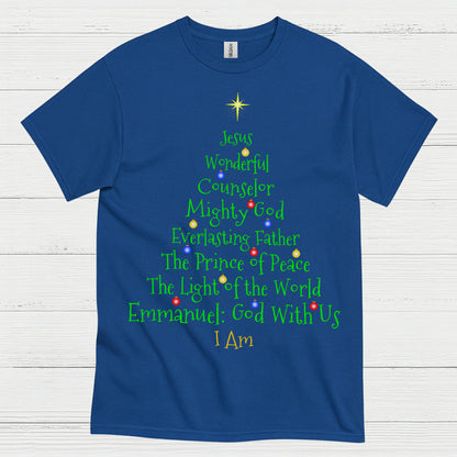 Jesus Names Christmas Tree Christian T Shirt