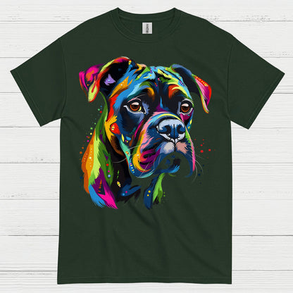 Colorful Boxer Dog Art T Shirt