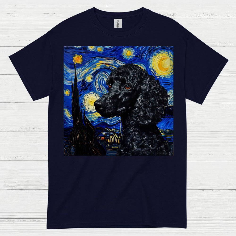 Elegant Poodle Starry Night Art T Shirt