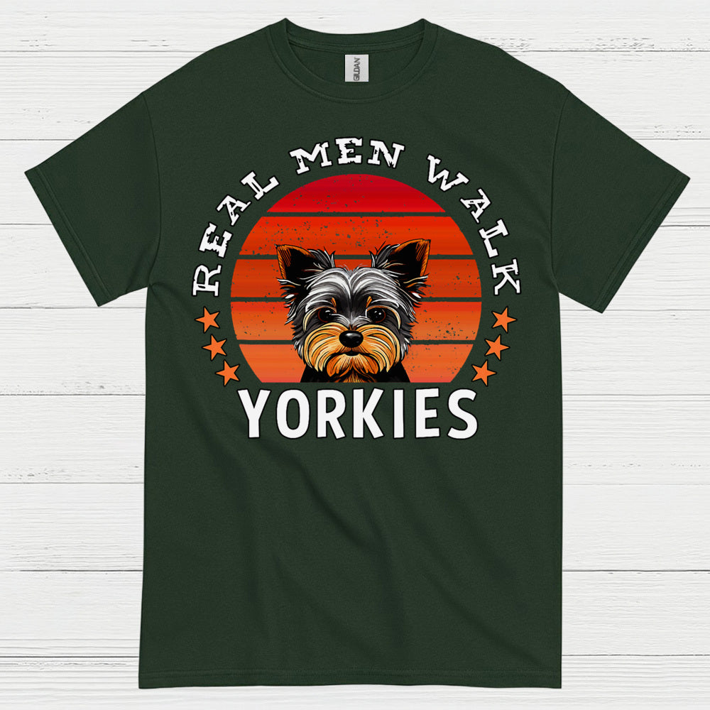 Real Men Walk Yorkies Funny Dog Dad T Shirt