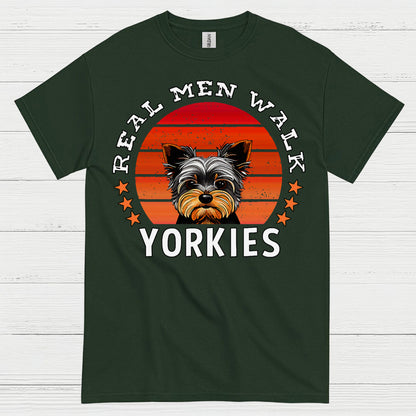 Real Men Walk Yorkies Funny Dog Dad T Shirt