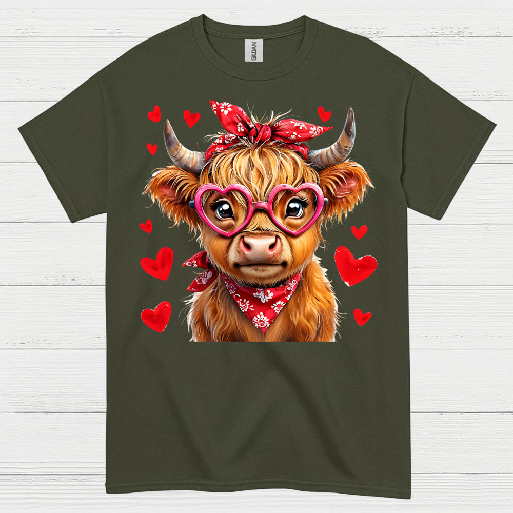 Cute Valentine Cow Heart Glasses T Shirt