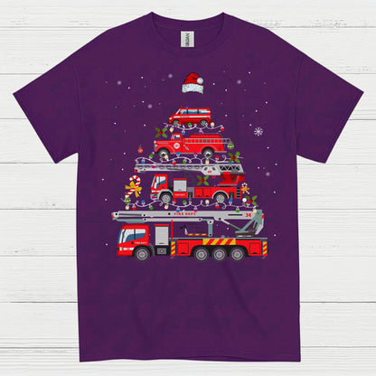Fire Truck Christmas Tree Stacked Engines T Shirt
