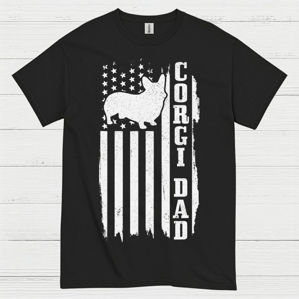 Corgi Dad American Flag T Shirt