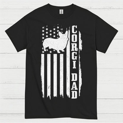 Corgi Dad American Flag T Shirt