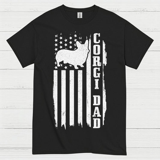 Corgi Dad American Flag T Shirt