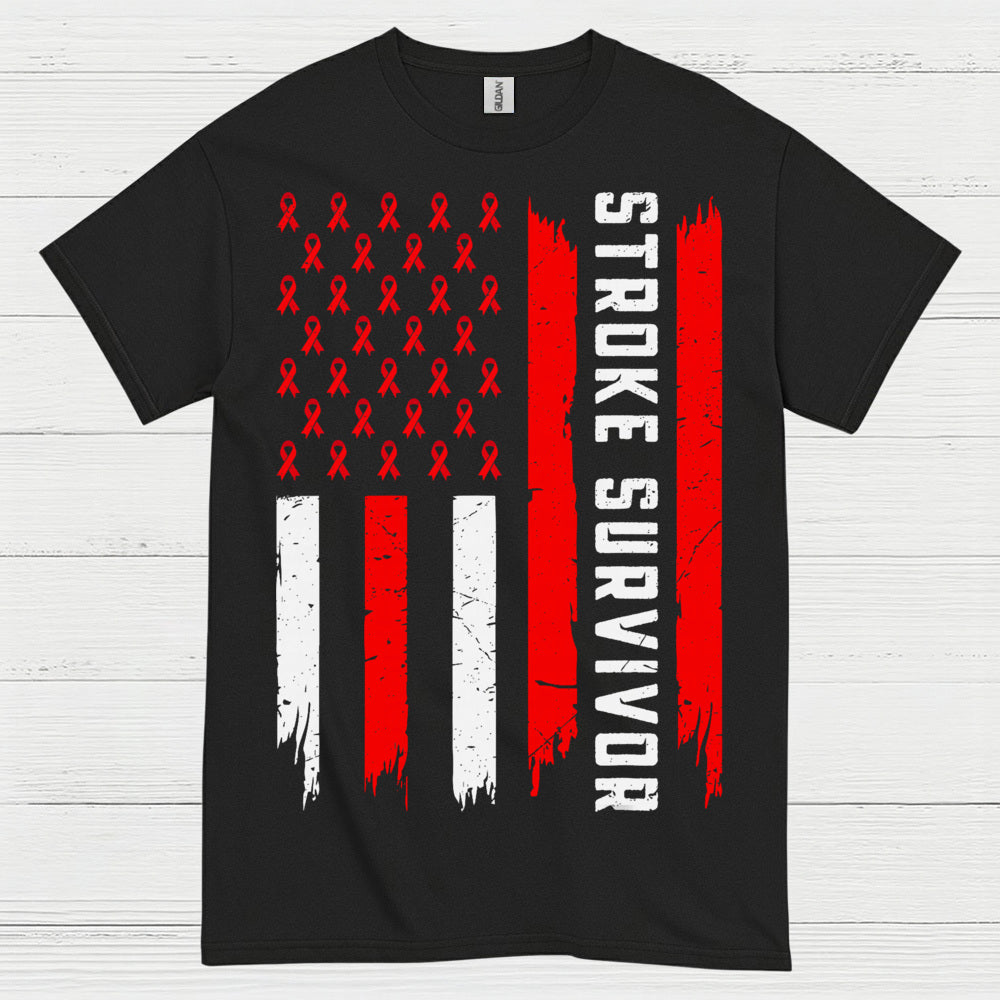 Stroke Survivor Patriotic Awareness Flag T Shirt