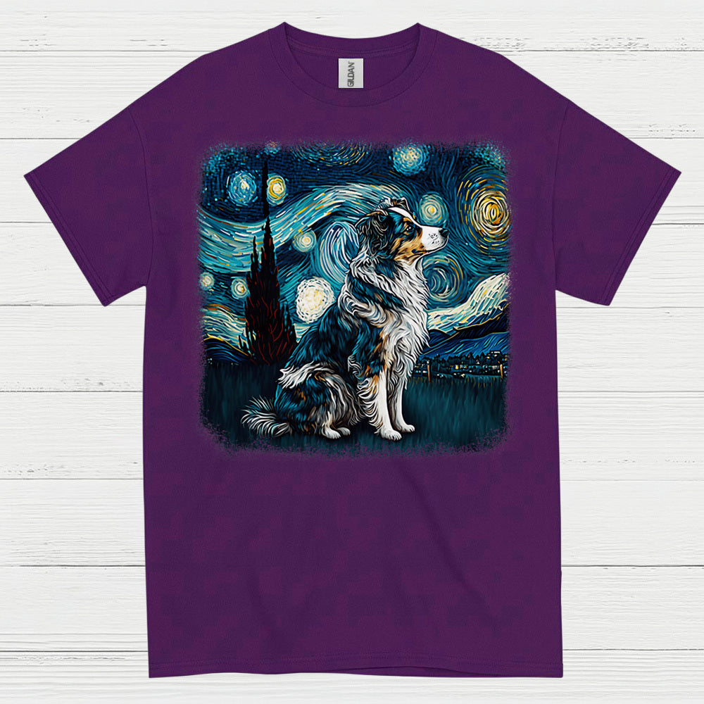 Faithful Dog Starry Night Art T Shirt