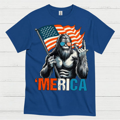 Merica Bigfoot American Flag T Shirt