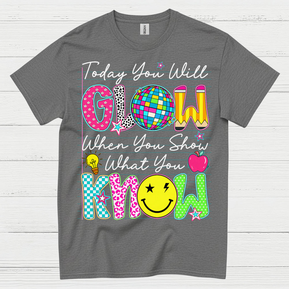 Glow with Knowledge Teacher T Shirt