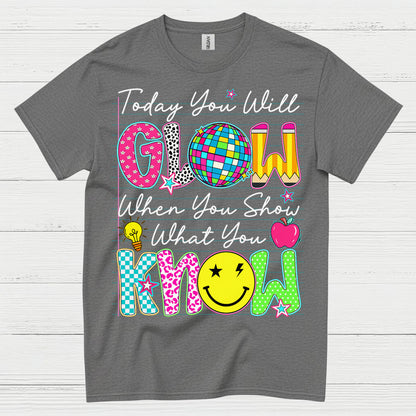 Glow with Knowledge Teacher T Shirt