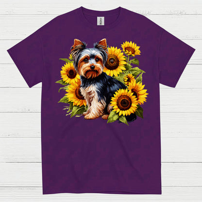 Cute Sunflower Yorkie Dog Lover T Shirt