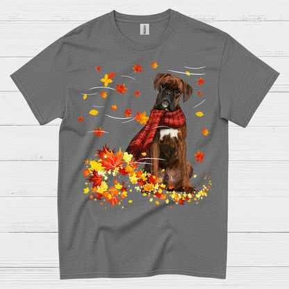 Autumn Boxer Dog T Shirt