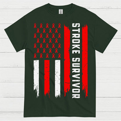 Stroke Survivor Patriotic Awareness Flag T Shirt