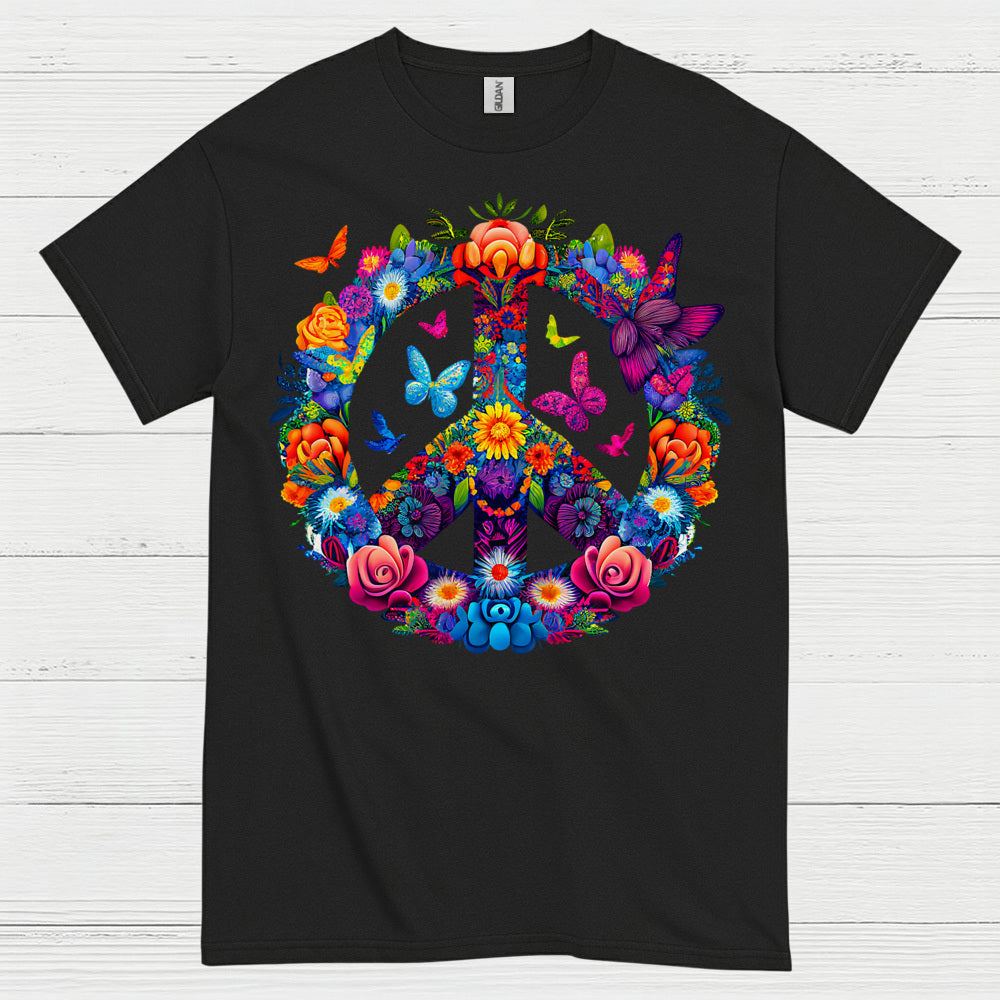 Floral Peace Sign Hippie T Shirt