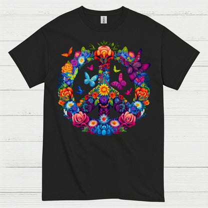 Floral Peace Sign Hippie T Shirt