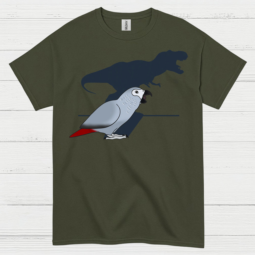 Funny African Grey Dinosaur Shadow T Shirt