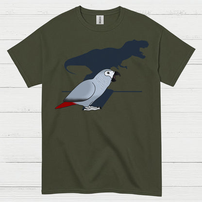 Funny African Grey Dinosaur Shadow T Shirt
