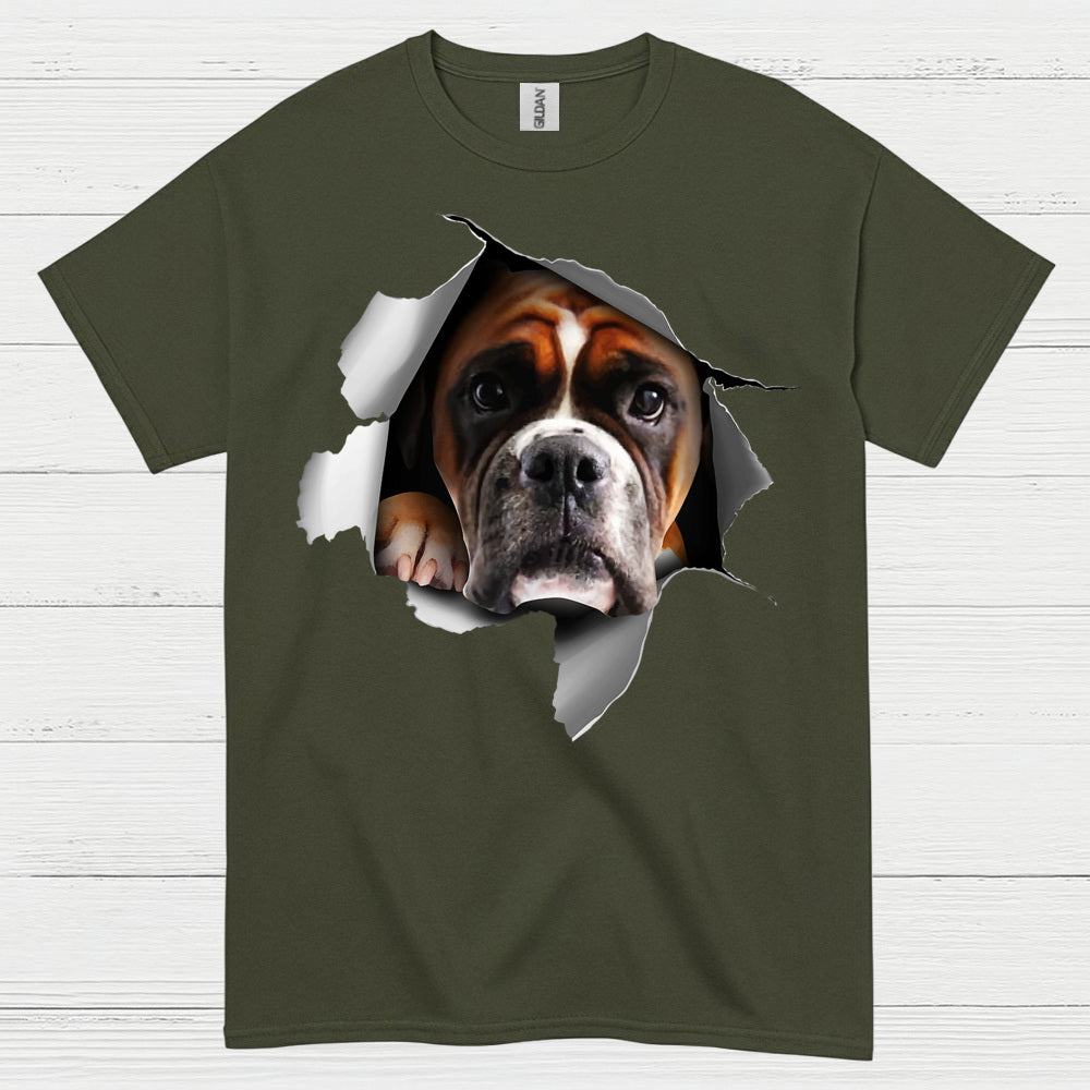 Peeking Boxer Dog T Shirt