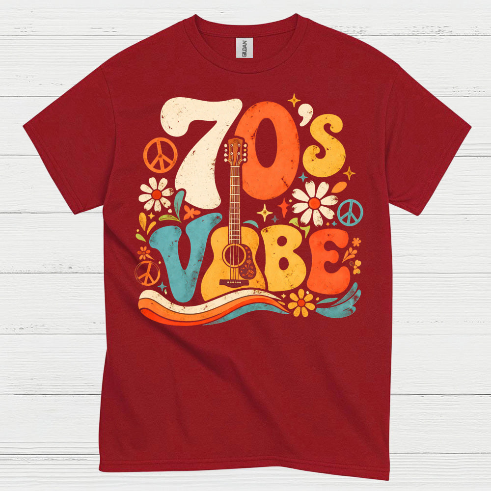 70s Vibe Retro Acoustic Guitar T Shirt