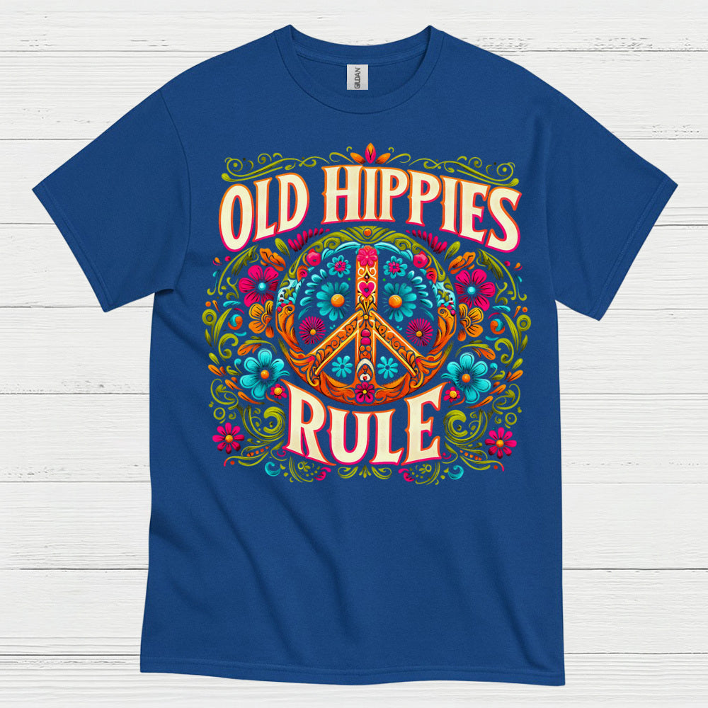 Old Hippies Rule Peace Sign T Shirt