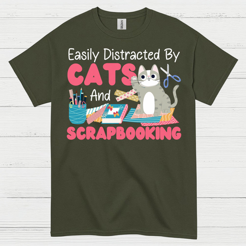 Easily Distracted By Cats And Scrapbooking T Shirt