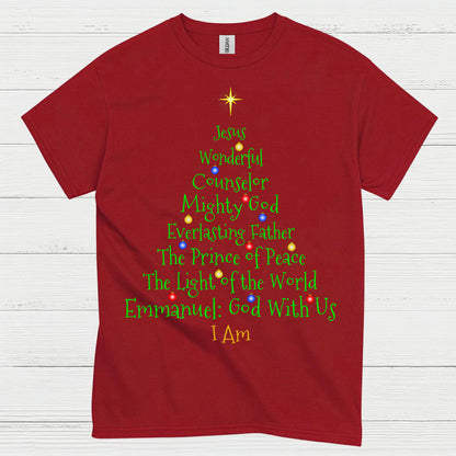 Jesus Names Christmas Tree Christian T Shirt