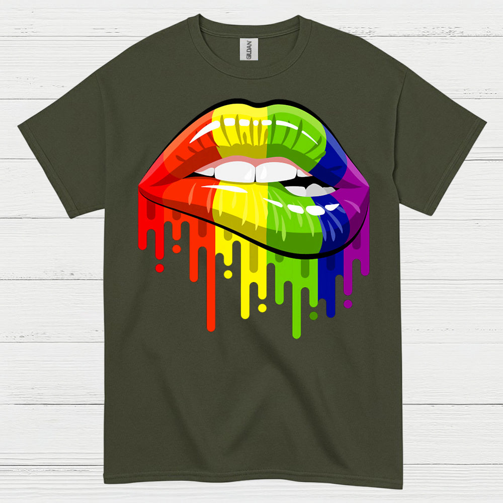 Rainbow Dripping Lips Pride T Shirt