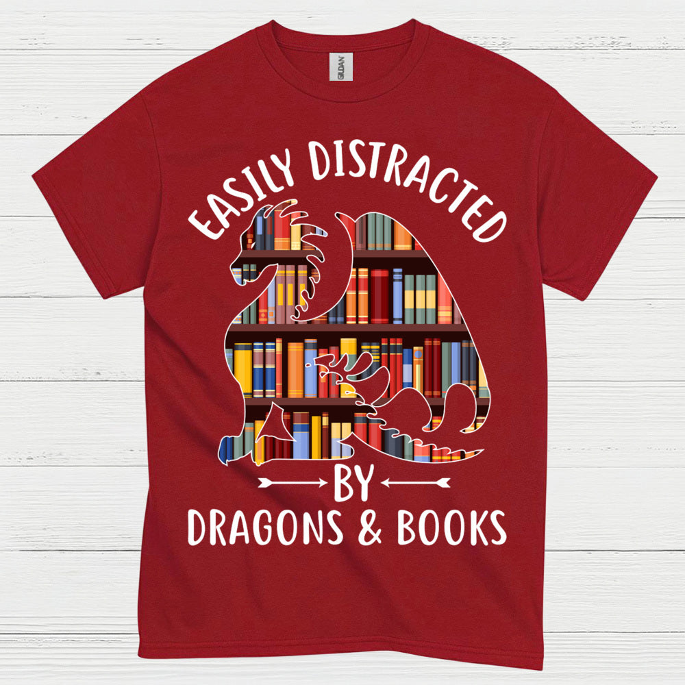 Easily Distracted By Dragons And Books T Shirt
