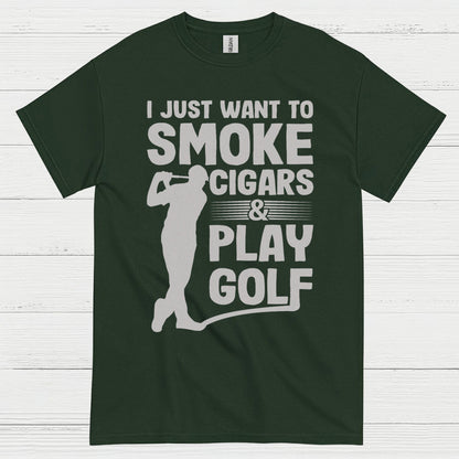 I Just Want To Smoke Cigars Play Golf T Shirt