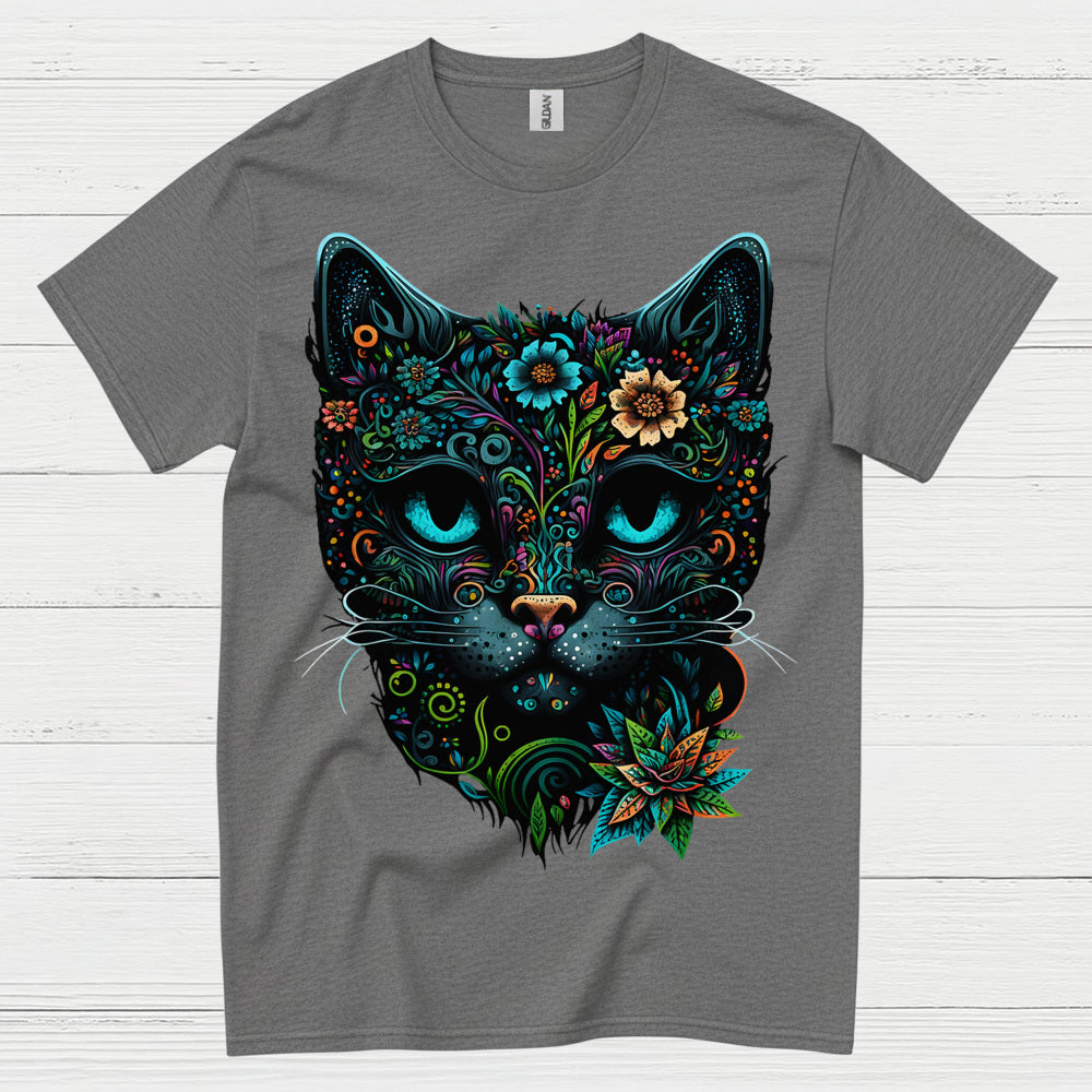 Floral Cat Art T Shirt