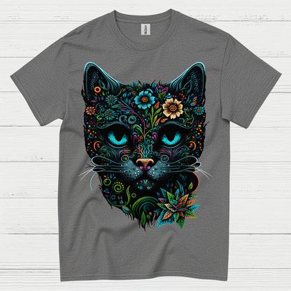 Floral Cat Art T Shirt