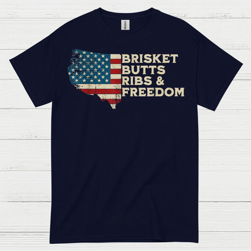 Brisket Butts Ribs And Freedom BBQ T Shirt