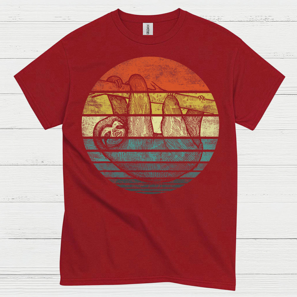 Vintage Sunset Sloth Graphic T Shirt
