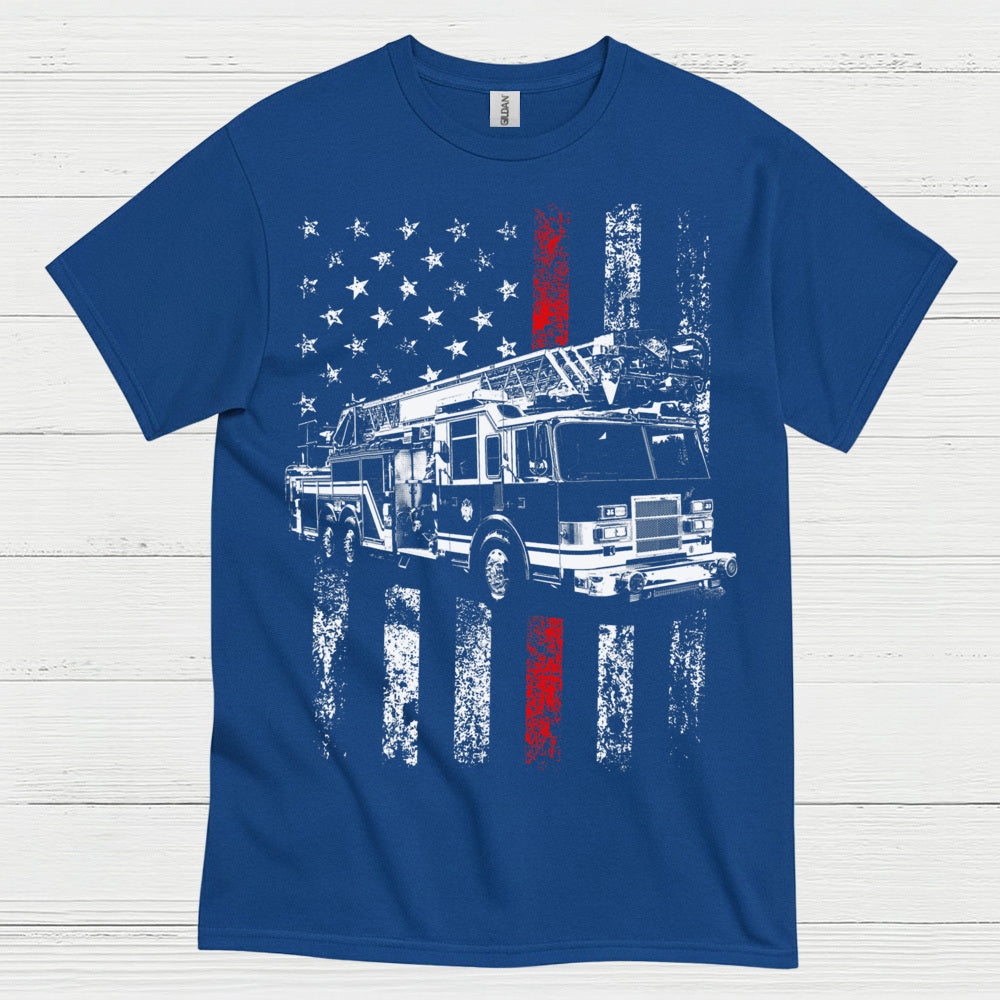 Firefighter Flag Fire Truck T Shirt