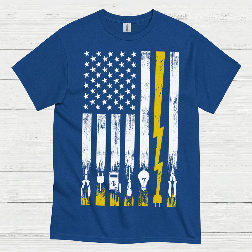 Electrician American Flag Tools T Shirt