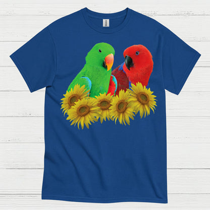 Colorful Lovebirds Sunflower Art T Shirt