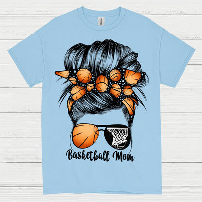 Basketball Mom Messy Bun Sunglasses T Shirt