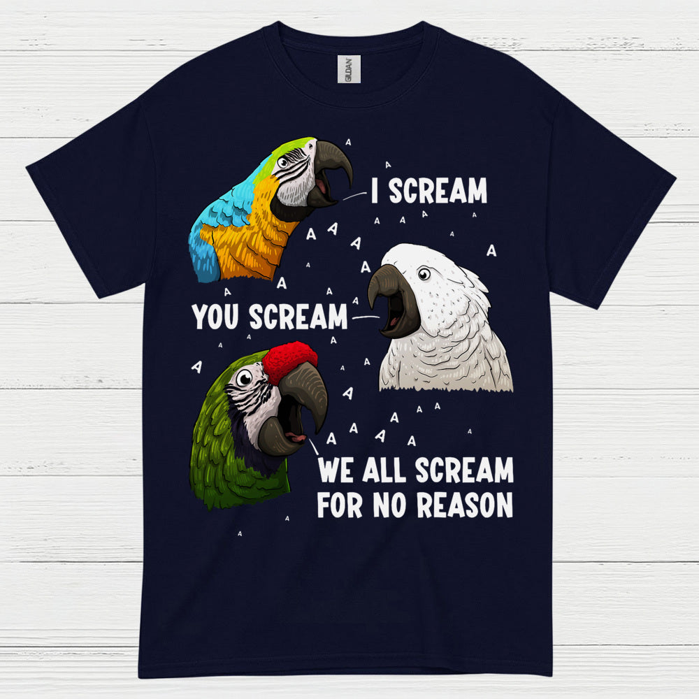 I Scream You Scream Funny Parrot T Shirt