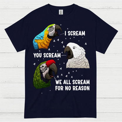 I Scream You Scream Funny Parrot T Shirt