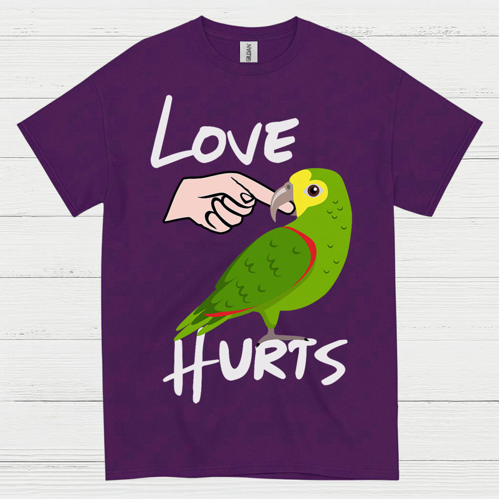 Love Hurts Funny Parrot T Shirt