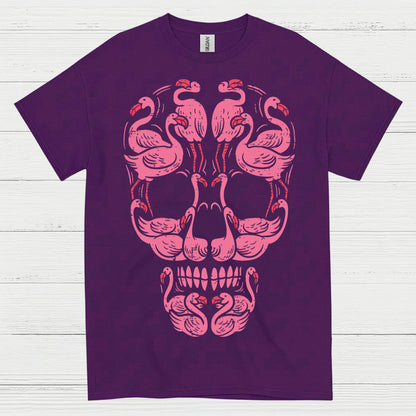 Pink Flamingo Skull Art Graphic T Shirt