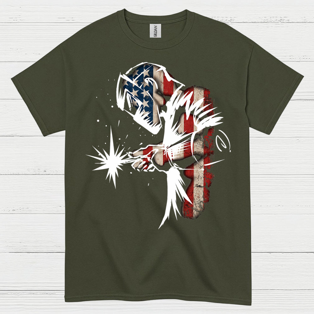 Patriotic American Flag Welding T Shirt
