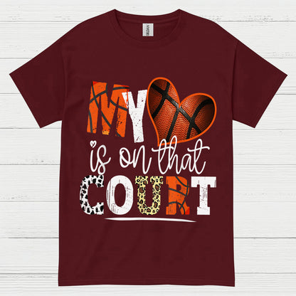 My Heart Is On That Court Basketball Mom T Shirt