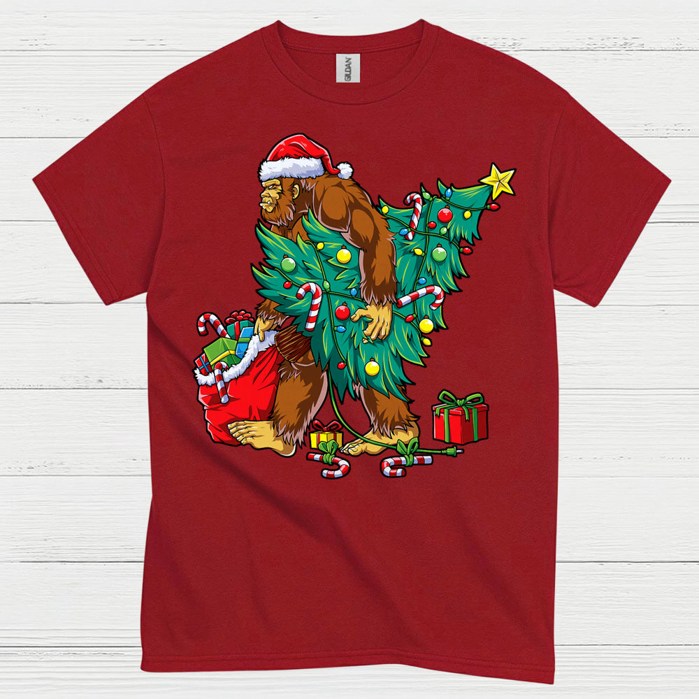 Funny Bigfoot Christmas Tree T Shirt