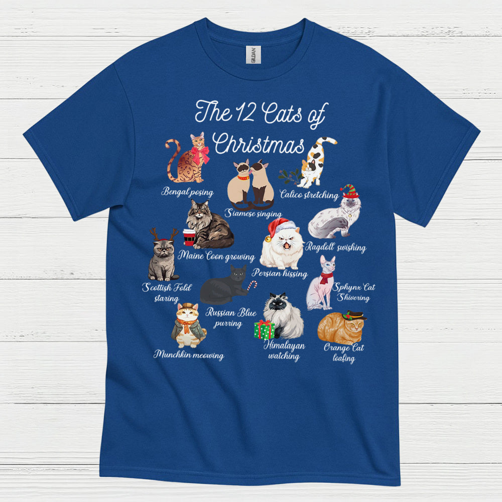 12 Cats of Christmas Cat Holiday T Shirt